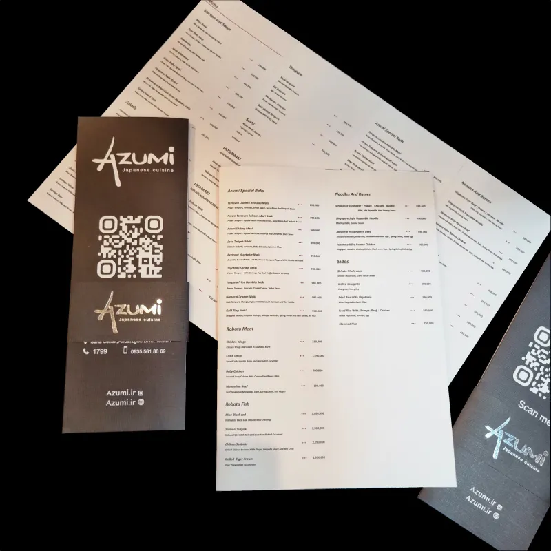 چاپ منوی کافی شاپ مشکی و نقره کوب