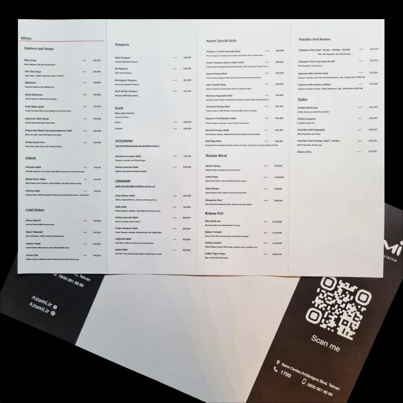 منوی فست فودی چاپ